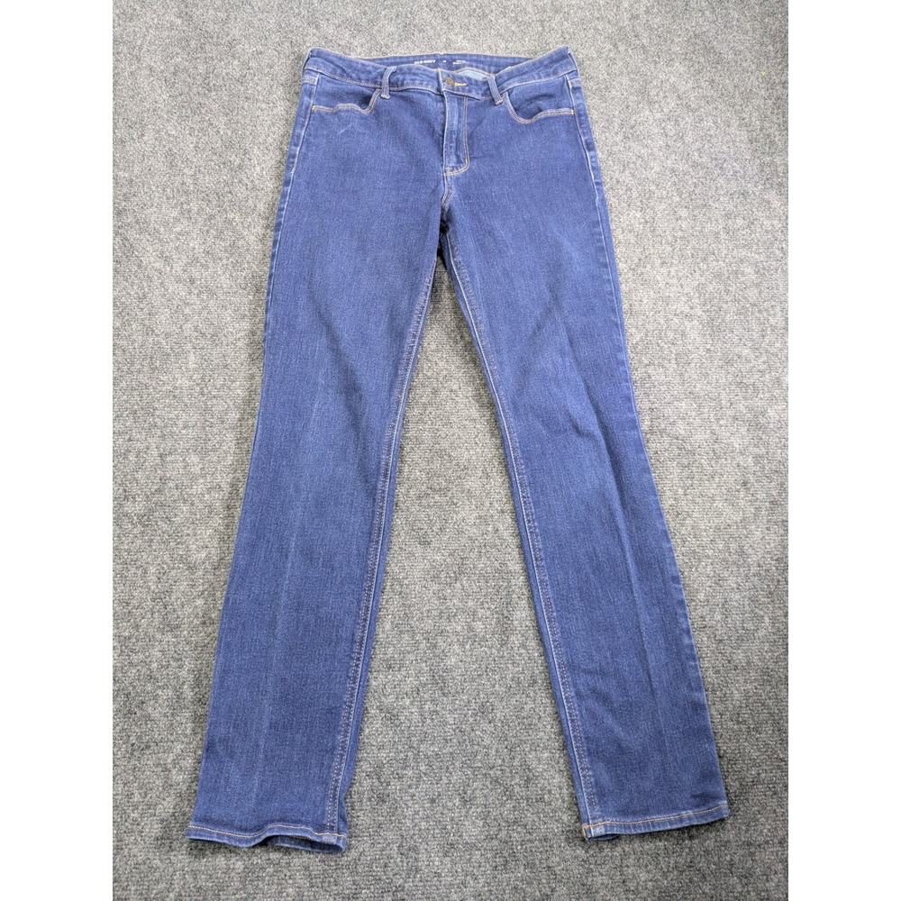 Old Navy High-Rise Straight Jeans Womens 10 Blue Dark Wash Stretch Denim